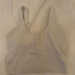 Lululemon Cream Ribbed Button-Front Tank Top